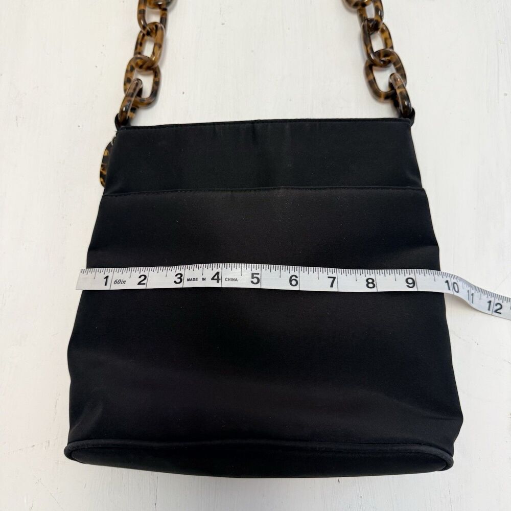 Allan Edward Vintage Black Crossbody Bag Tortoise Shell Acrylic Chain Purse - Picture 11 of 12